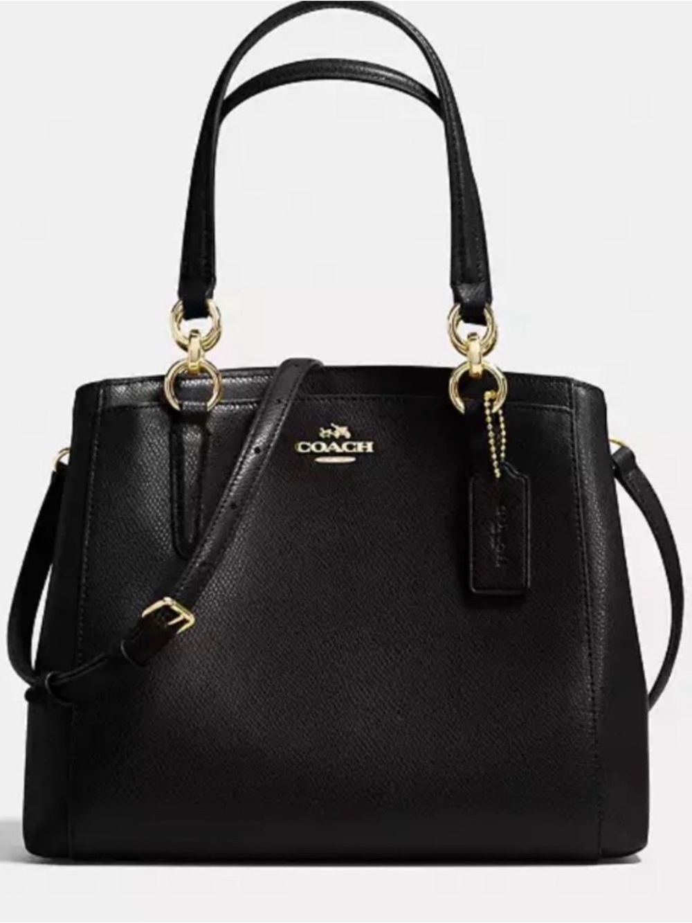 Coach Black Minetta Leather Crossbody Satchel with Gold-Tone Accents